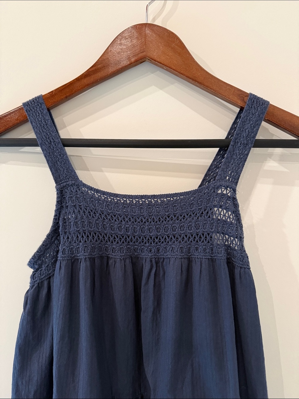 Universal Thread Navy Blue Tiered Midi Dress with Crochet Yoke - Picture 2 of 4